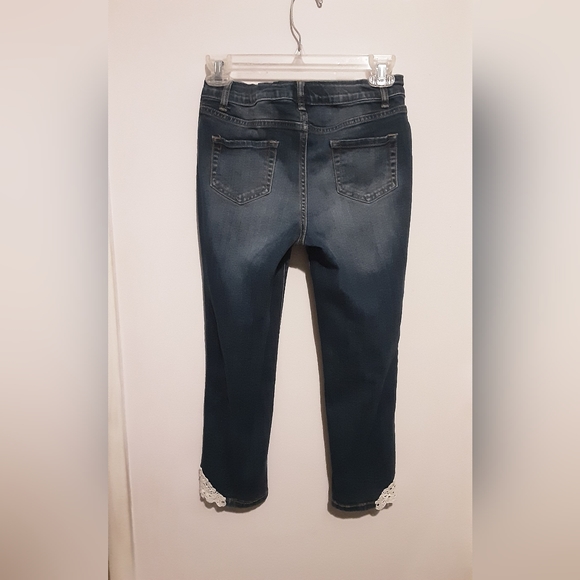 Cat & Jack Jeans Crochet Lace Trim Adjustable Waist - Picture 3 of 8